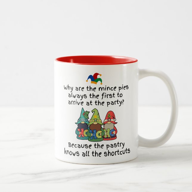 An Amusing Shortcut Mince Pie Joke Two-Tone Coffee Mug (Right)