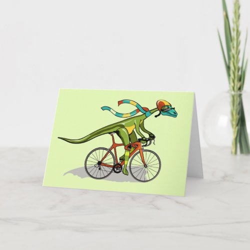 An Anabisetia Dinosaur Riding A Bicycle Card