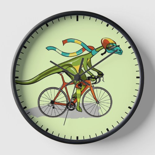 An Anabisetia Dinosaur Riding A Bicycle Clock