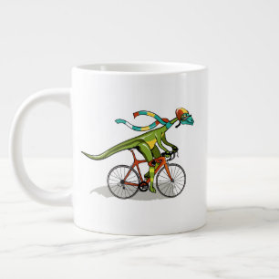 An Anabisetia Dinosaur Riding A Bicycle. Giant Coffee Mug