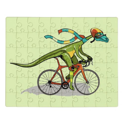 An Anabisetia Dinosaur Riding A Bicycle Jigsaw Puzzle