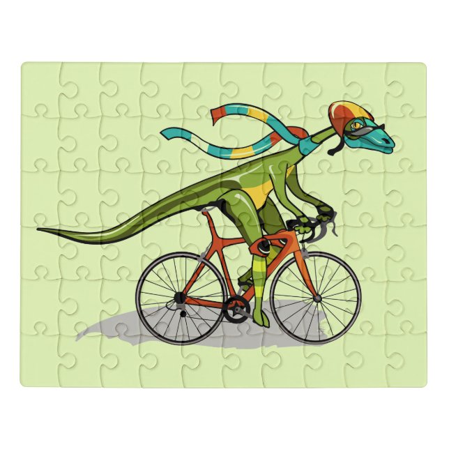 An Anabisetia Dinosaur Riding A Bicycle. Jigsaw Puzzle (Puzzle Horizontal)