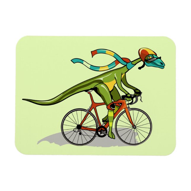 An Anabisetia Dinosaur Riding A Bicycle. Magnet (Horizontal)