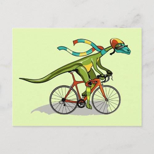 An Anabisetia Dinosaur Riding A Bicycle Postcard