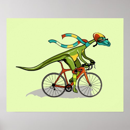 An Anabisetia Dinosaur Riding A Bicycle Poster