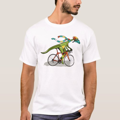 An Anabisetia Dinosaur Riding A Bicycle T_Shirt