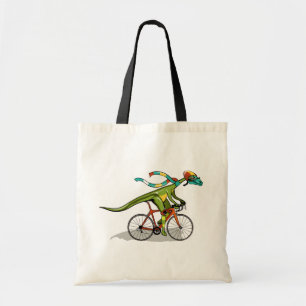 An Anabisetia Dinosaur Riding A Bicycle. Tote Bag