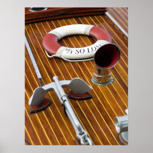 An Anchor And A Life-Buoy On A Wooden Boat Poster