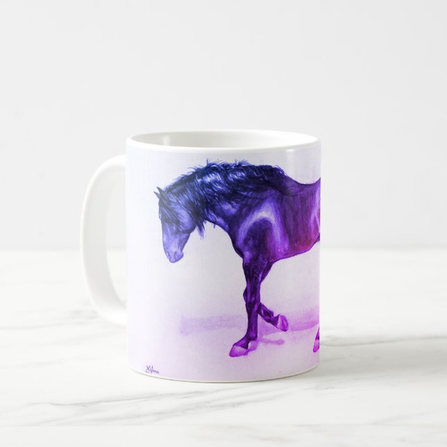 An andalusian HORSE, walking, handpainted stallion Coffee Mug (Front Left)