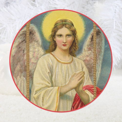 An Angel Appeared Victorian Christmas Classic Round Sticker