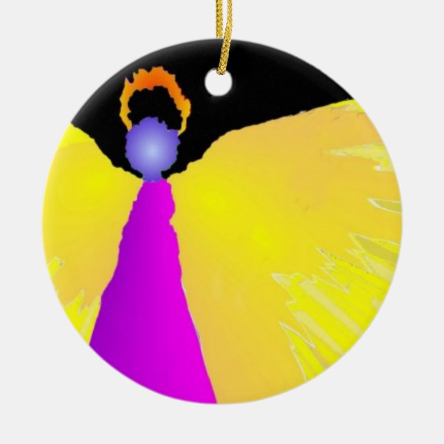 An Angel at Christmas Ceramic Ornament (Front)