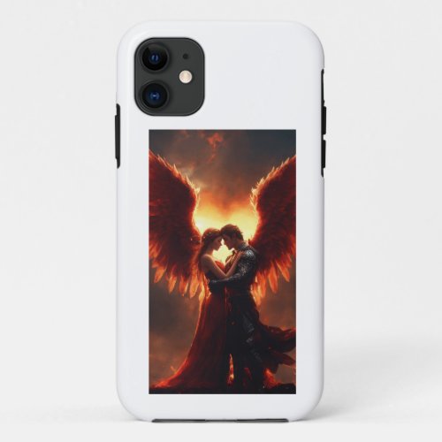an angel flying hugging a demon flying iPhone 11 case