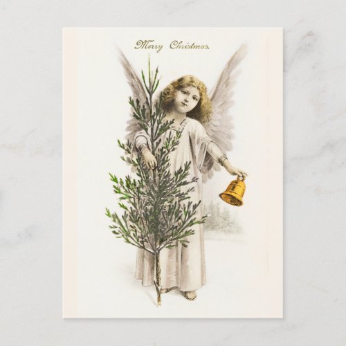 An angel holding a Christmas bell Vintage Holiday