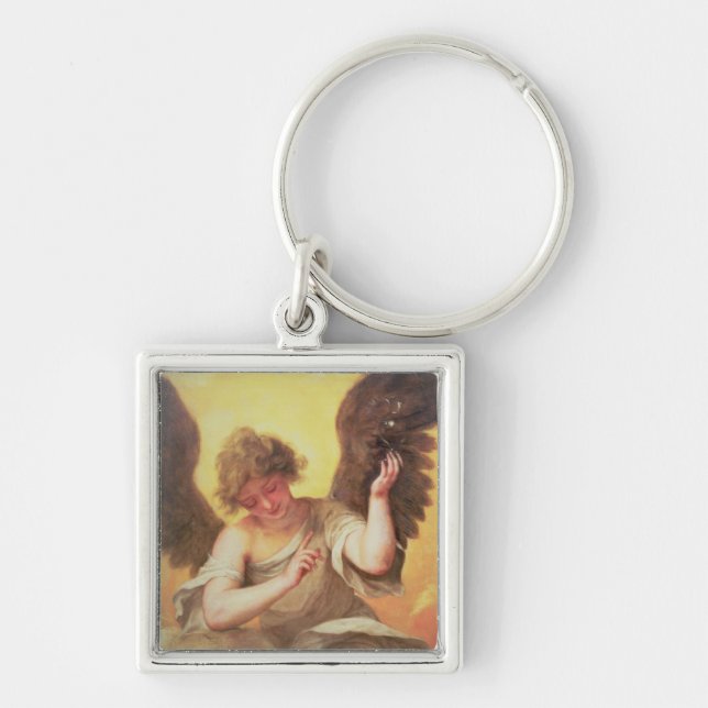 An Angel holding a Glass Flask Keychain (Front)