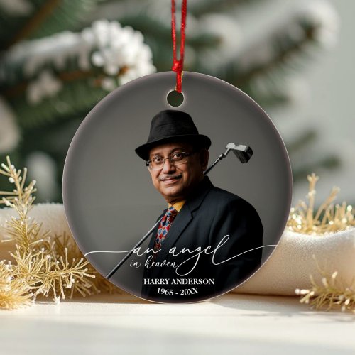 An Angel In Heaven Black and White Memorial Photo Ceramic Ornament