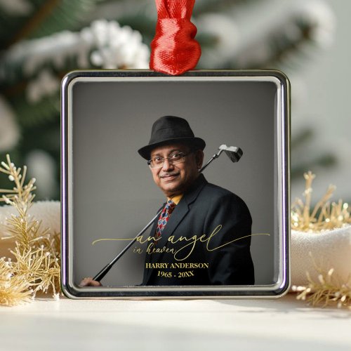An Angel In Heaven | Gold Foil Memorial Photo Metal Ornament