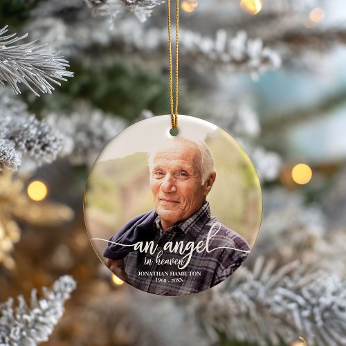 An Angel In Heaven Personalized Photo Memorial Ceramic Ornament