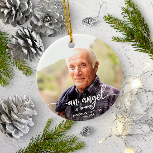 An Angel In Heaven Personalized Photo Memorial Ceramic Ornament | Zazzle