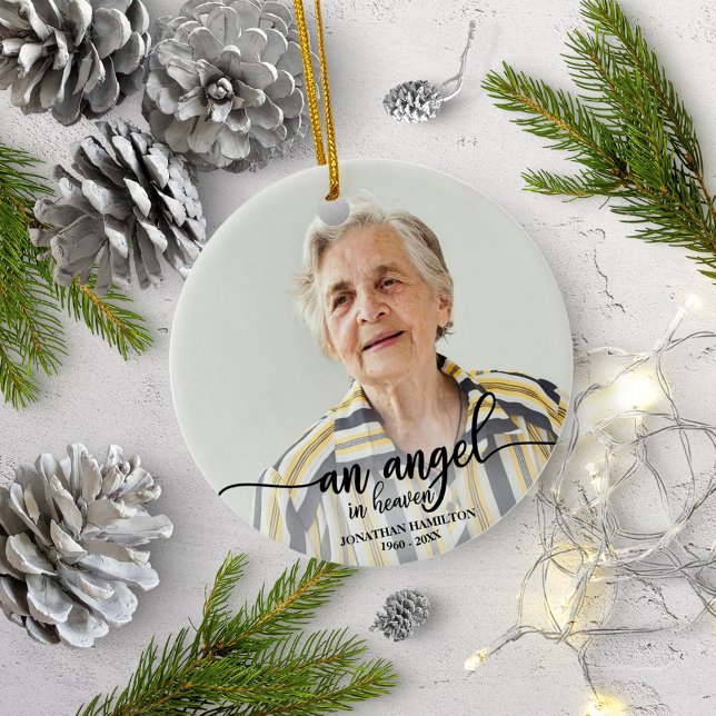 An Angel In Heaven Personalized Photo Memorial Ceramic Ornament (Creator Uploaded)