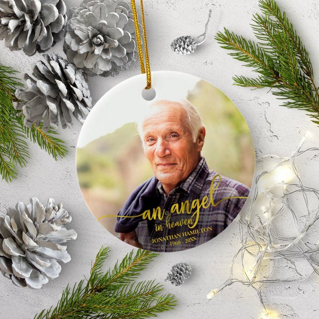 An Angel In Heaven Personalized Photo Memorial Ceramic Ornament (Creator Uploaded)