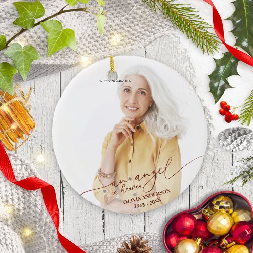 An Angel In Heaven Personalized Photo Memorial Ceramic Ornament