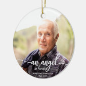 An Angel In Heaven Personalized Photo Memorial Ceramic Ornament (Left)