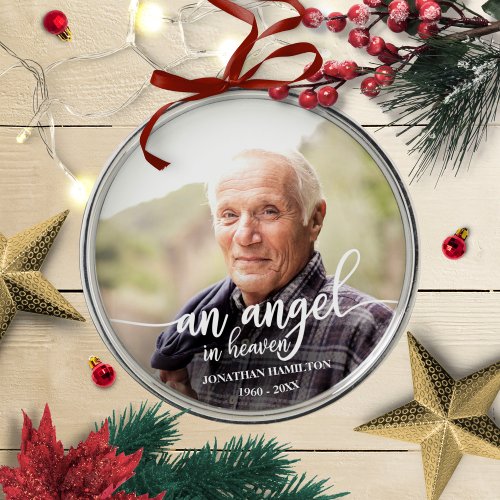 An Angel In Heaven Personalized Photo Memorial Metal Ornament
