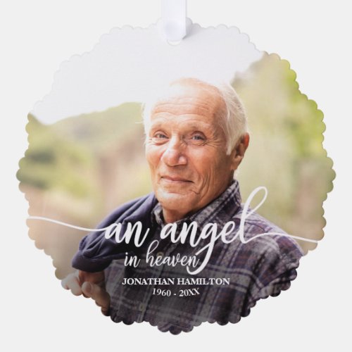 An Angel In Heaven Personalized Photo Memorial Ornament Card