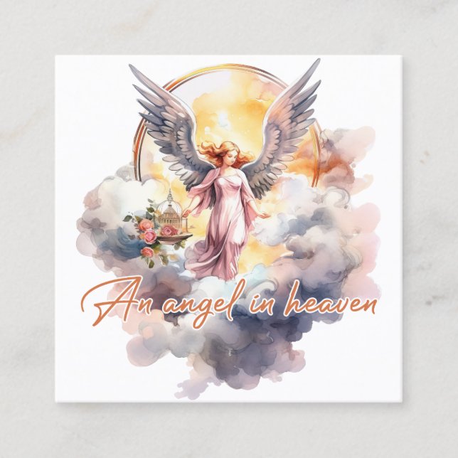 An angel in heaven square business card (Front)
