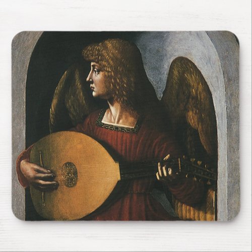 An Angel in Red with a Lute by Leonardo da Vinci Mouse Pad