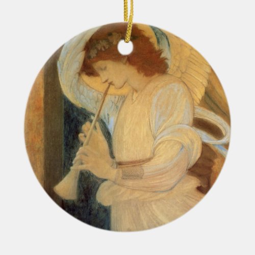 An Angel Playing a Flageolet By Burne Jones Ceramic Ornament