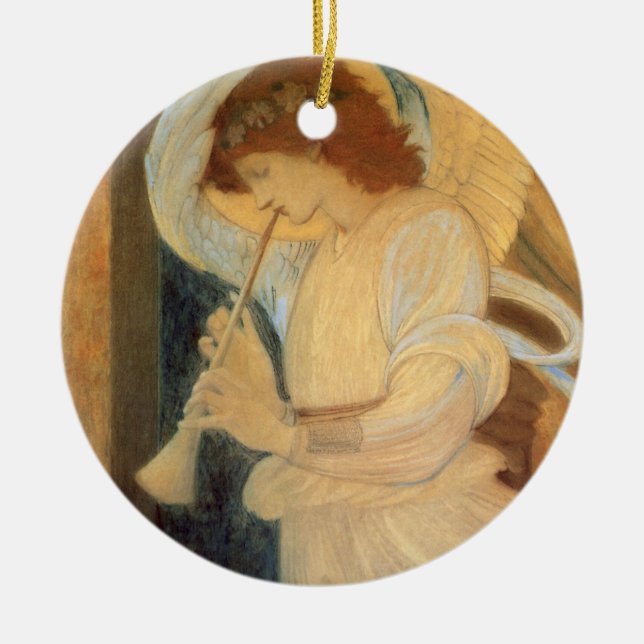 An Angel Playing a Flageolet By Burne Jones Ceramic Ornament (Front)