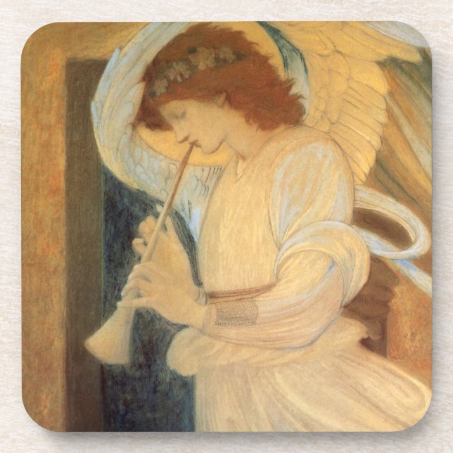 An Angel Playing a Flageolet By Burne Jones Drink Coaster (Front)