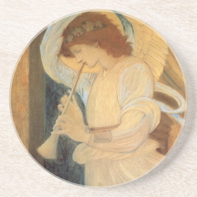 An Angel Playing a Flageolet By Burne Jones Drink Coaster (Front)