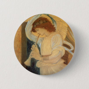 An Angel Playing a Flageolet By Burne Jones Pinback Button