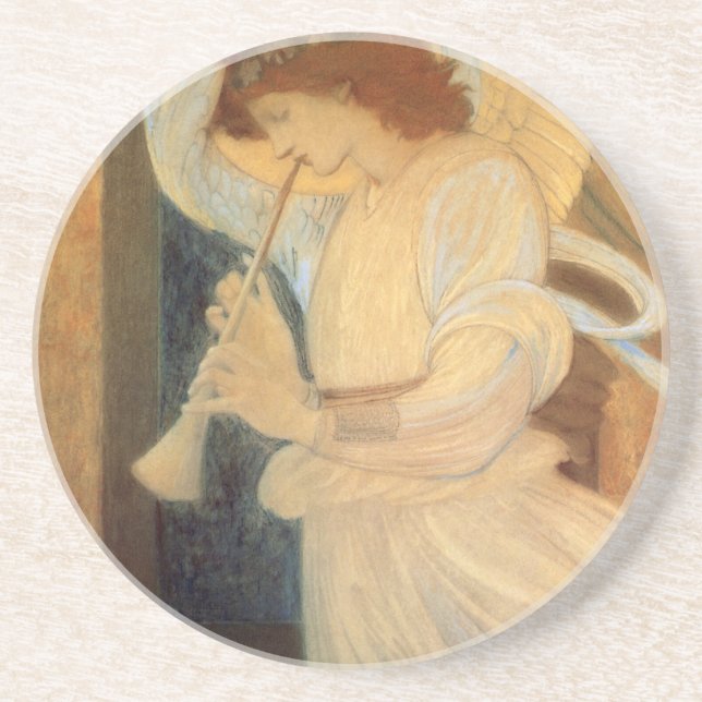An Angel Playing a Flageolet By Burne Jones Sandstone Coaster (Front)