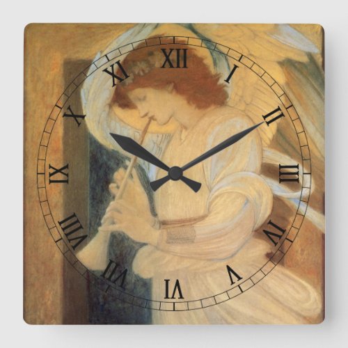 An Angel Playing a Flageolet By Burne Jones Square Wall Clock