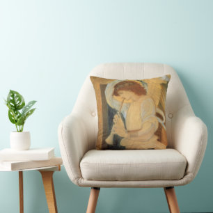 An Angel Playing a Flageolet By Burne Jones Throw Pillow