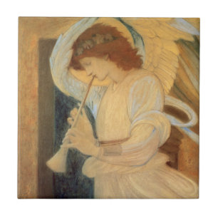 An Angel Playing a Flageolet By Burne Jones Tile