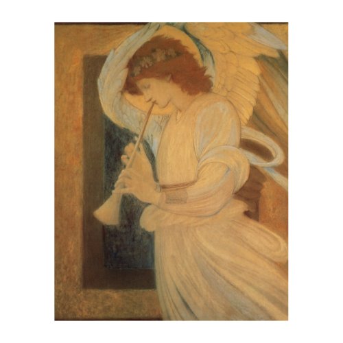 An Angel Playing a Flageolet By Burne Jones Wood Wall Decor
