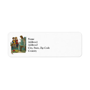 An Angel Teaching Children Christmas Label