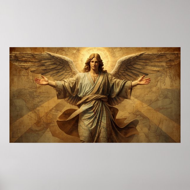 An Angel Watching Each Country on Earth on a Wall Poster (Front)