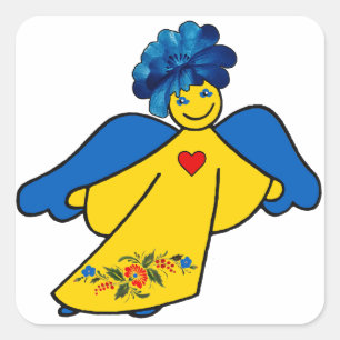 An angel with an open heart square sticker