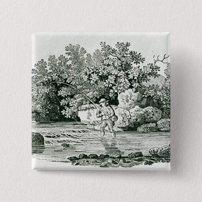 An Angler in a River Pool, from 'British Pinback Button (Front)