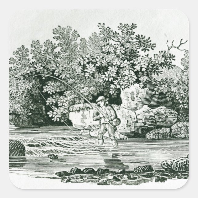 An Angler in a River Pool, from 'British Square Sticker (Front)