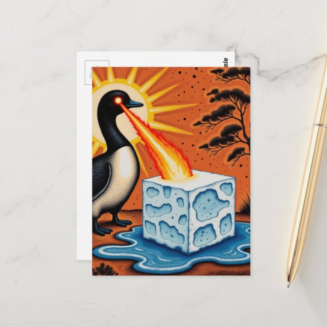 An Angry Loon Melting Ice with lazer eyes Postcard (Front/Back In Situ)