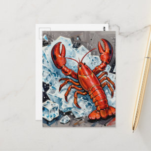 An Angry Wild Maine Lobster Breaking Ice Postcard