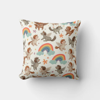 an animal angel running in heaven throw pillow
