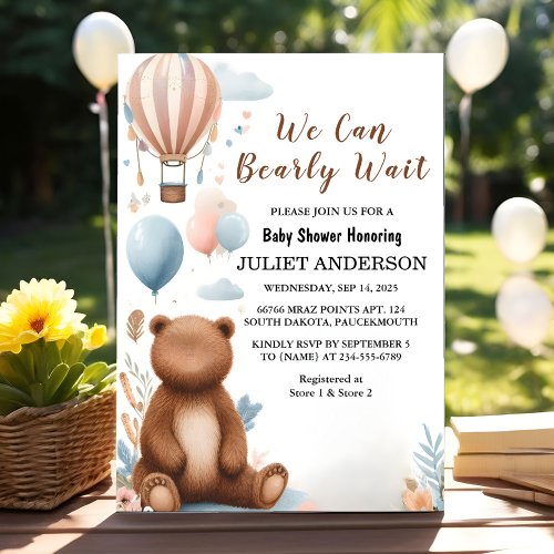 An Animal Cub Boho We Can Bearly Wait Baby Shower Invitation