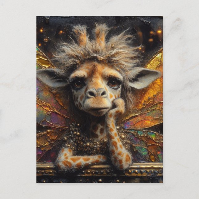 An annoyed giraffe fairy postcard (Front)